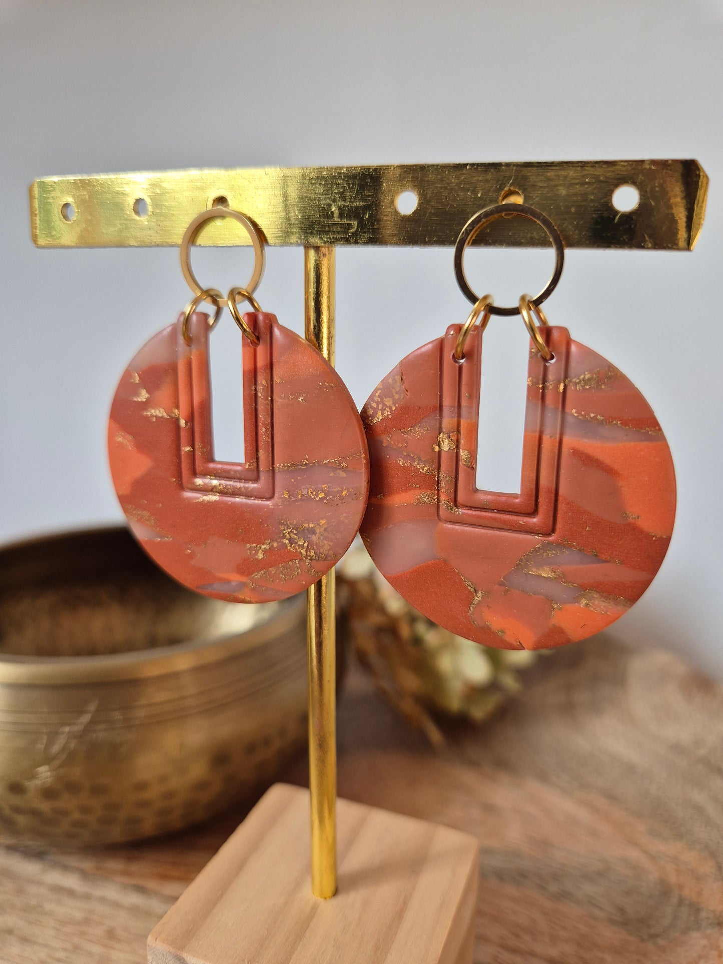 Boucles d'oreilles orange argile