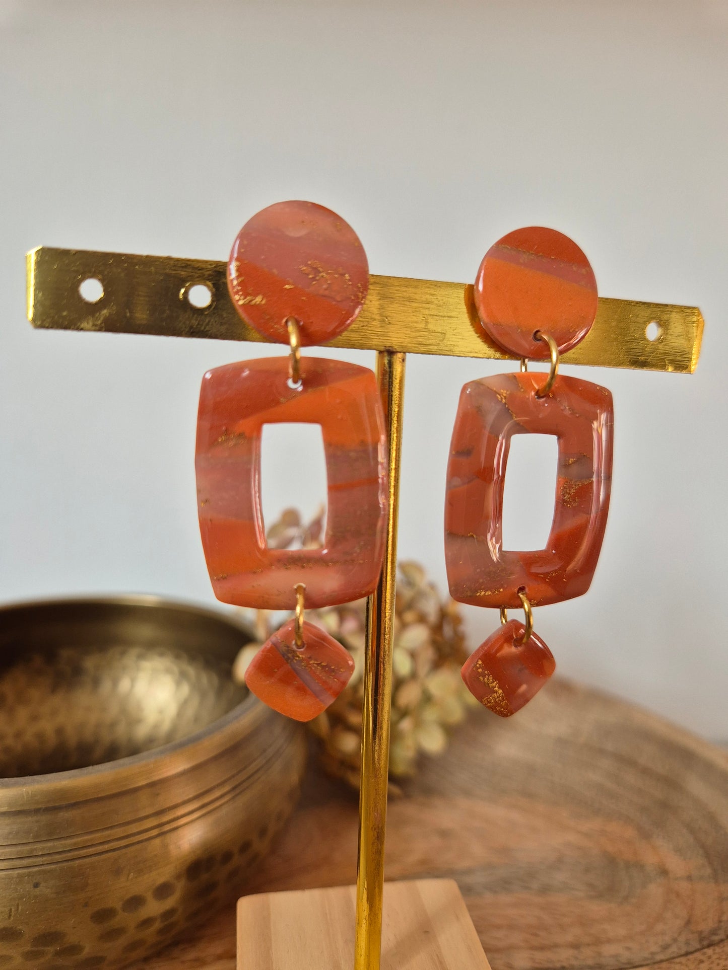 Boucles d'oreilles orange argile