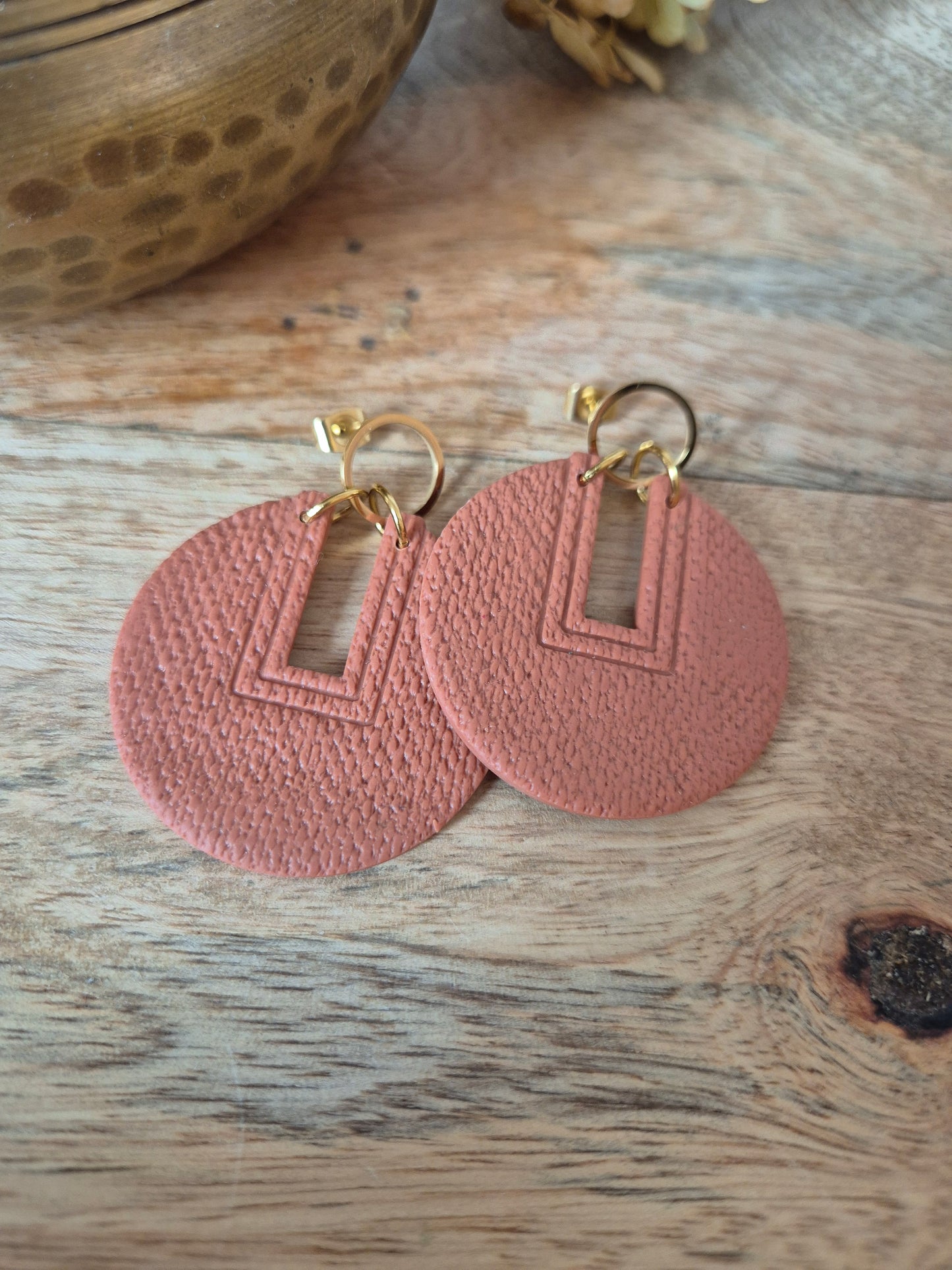 Boucles d'oreilles orange argile
