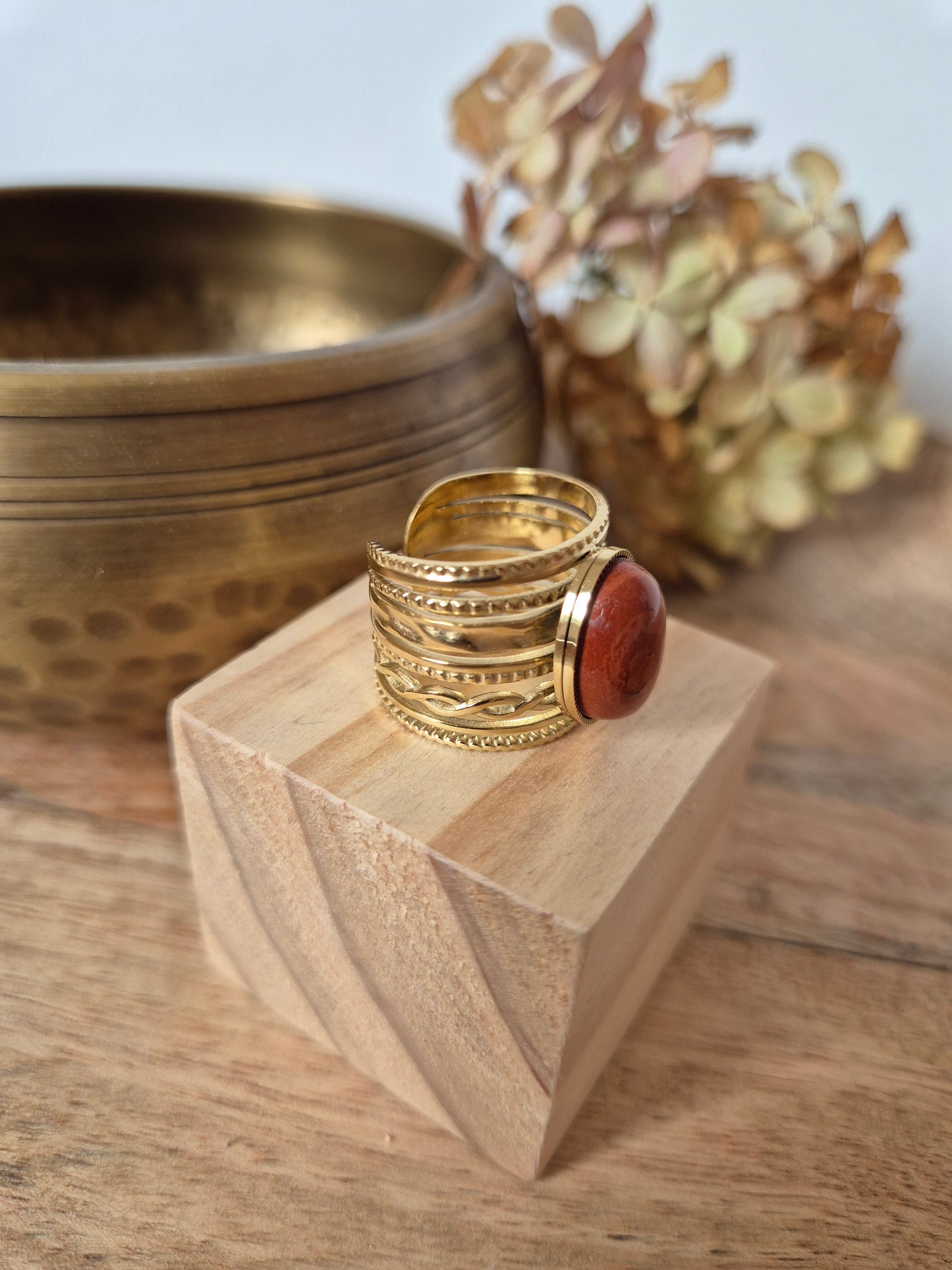 Bague jaspe rouge