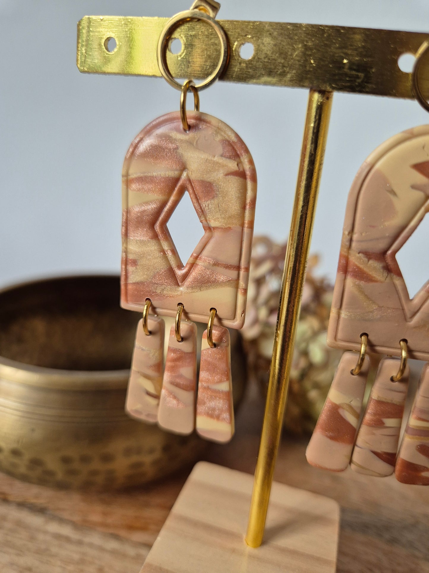 Boucles d'oreilles beige
