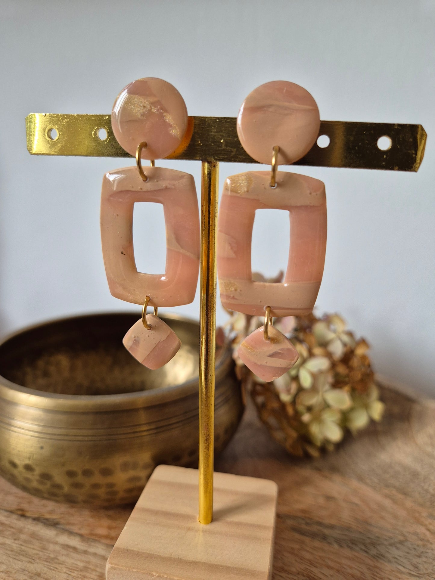 Boucles d'oreilles beige