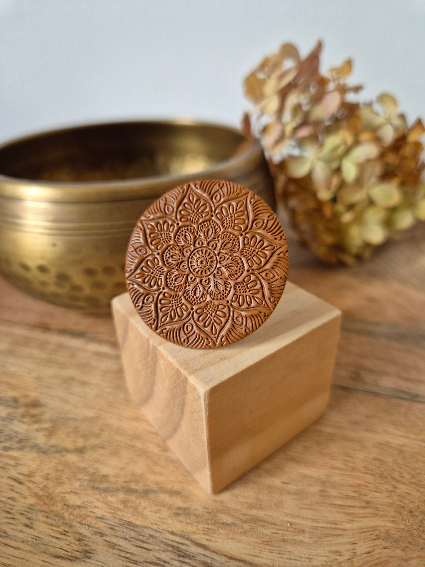 Bague polymère mandala camel