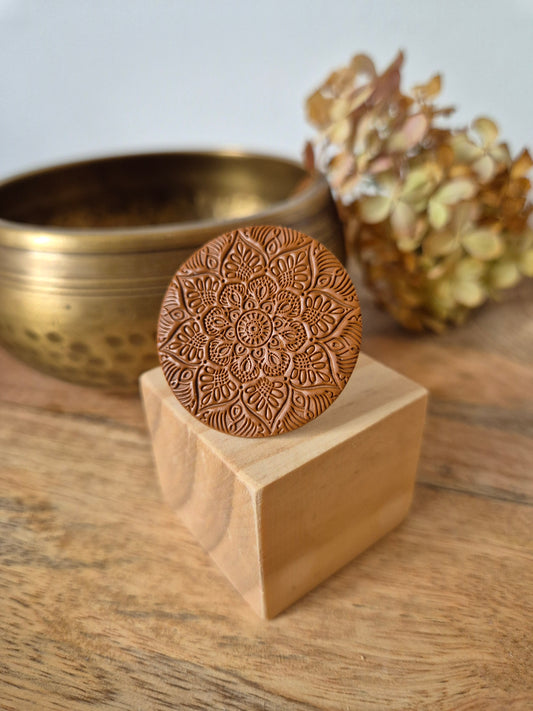 Bague polymère mandala camel
