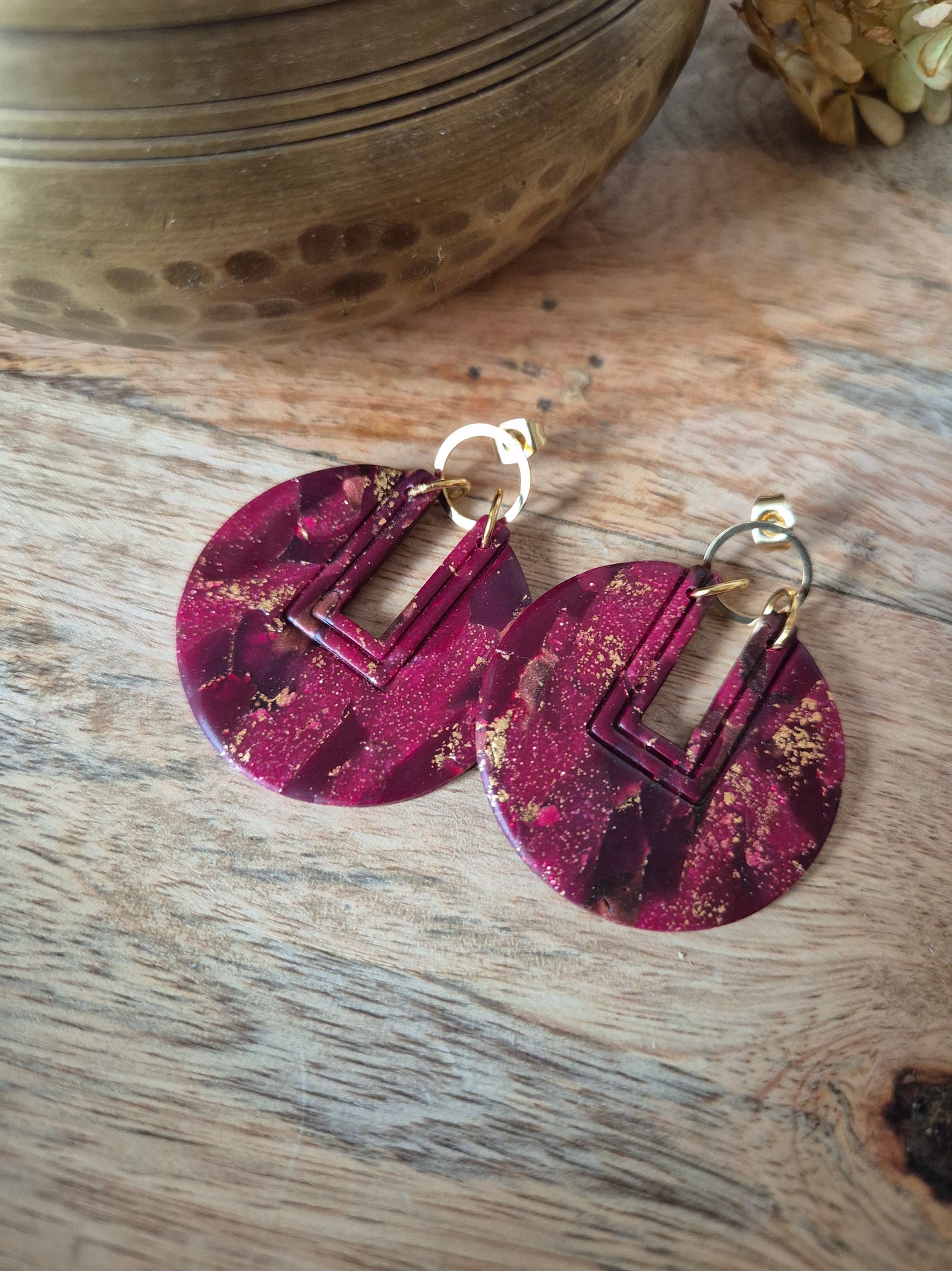Boucles d'oreilles bordeaux