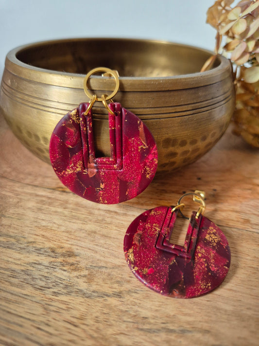Boucles d'oreilles bordeaux