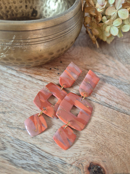 Boucles doreilles orange argile