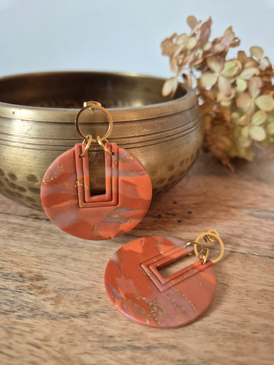 Boucles d'oreilles orange argile