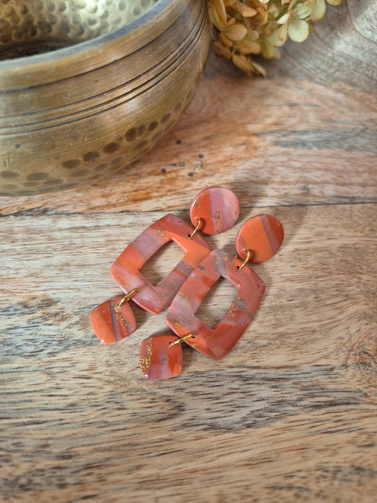 Boucles d'oreilles orange argile