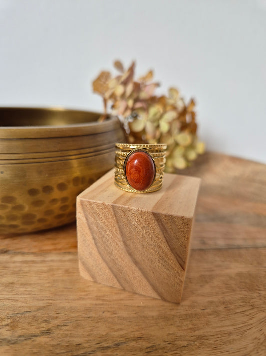 Bague jaspe rouge